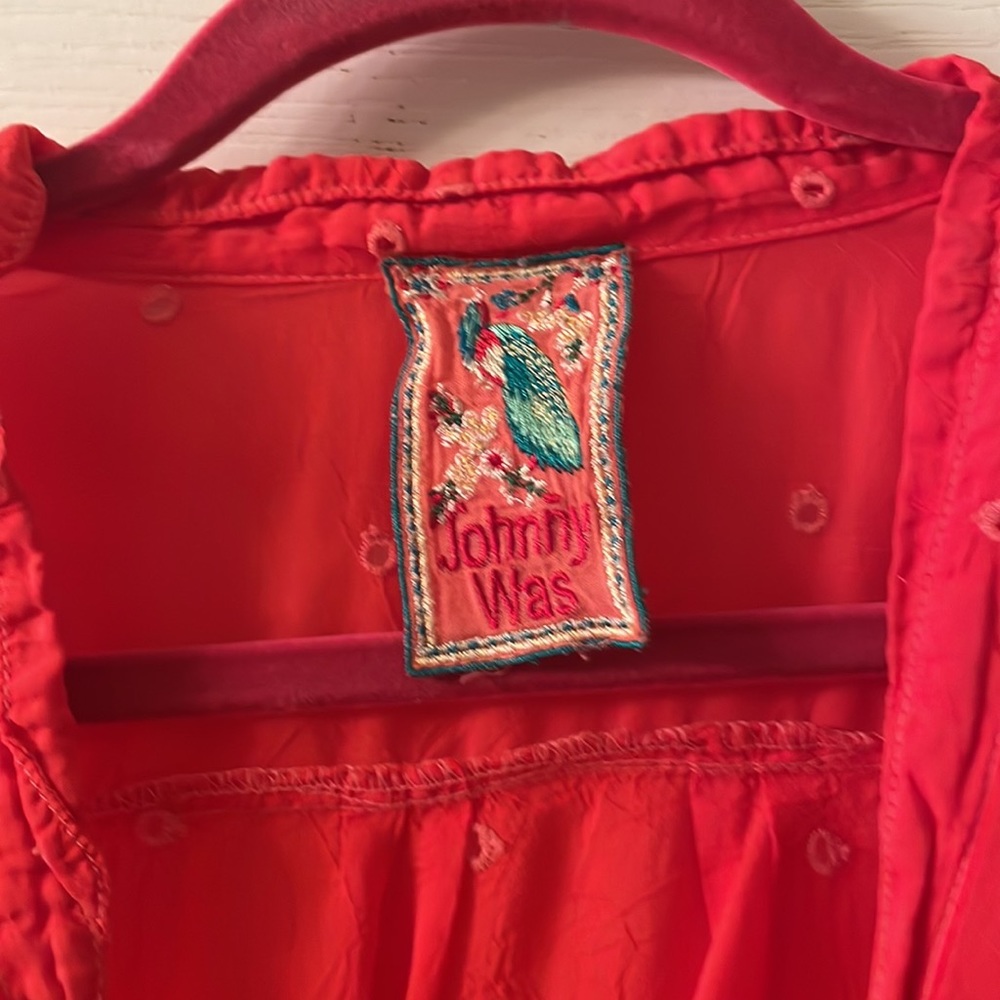 Johnny Was Coral Red Blouse SZ XL - Picture 5 of 12